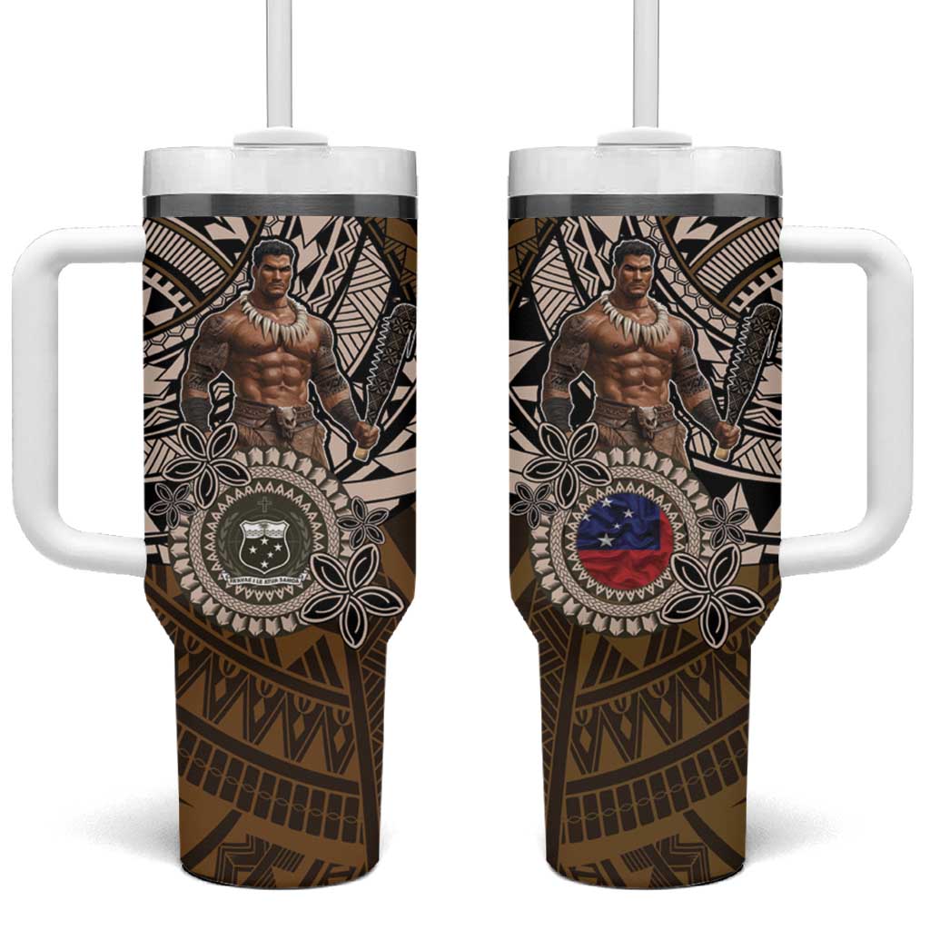 Samoa Warrior The Mighty Samoan Warrior Custom Stanley Quencher 40oz Stainless Steel Tumbler With Handle