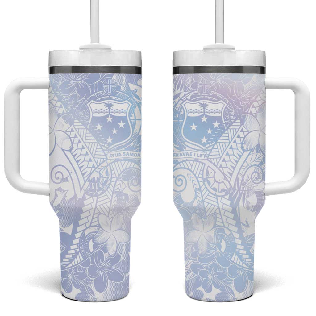 Samoa White Sunday Sweet Pastel Plumeria Floral Custom Stanley Quencher 40oz Stainless Steel Tumbler With Handle