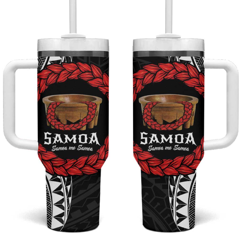 Samoan Tanoa Kava Bowl Ula Fala Polynesian Tribal Custom Stanley Quencher 40oz Stainless Steel Tumbler With Handle