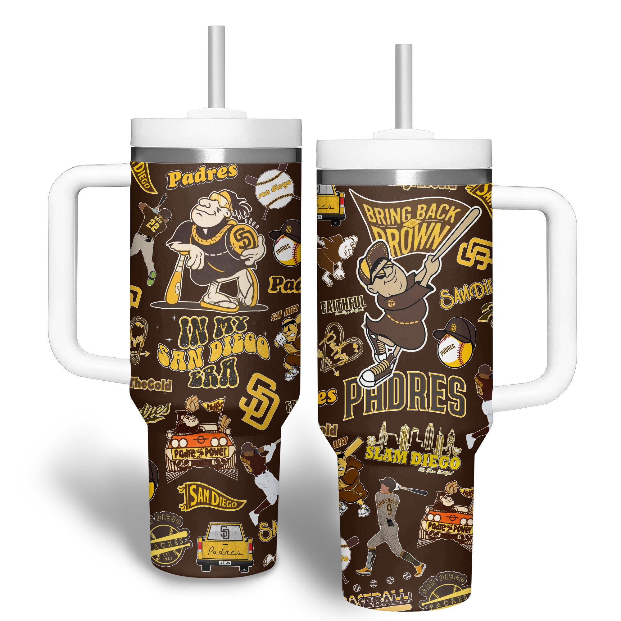 San Diego Padres MLB Custom Stanley Quencher 40oz Stainless Steel Tumbler With Handle