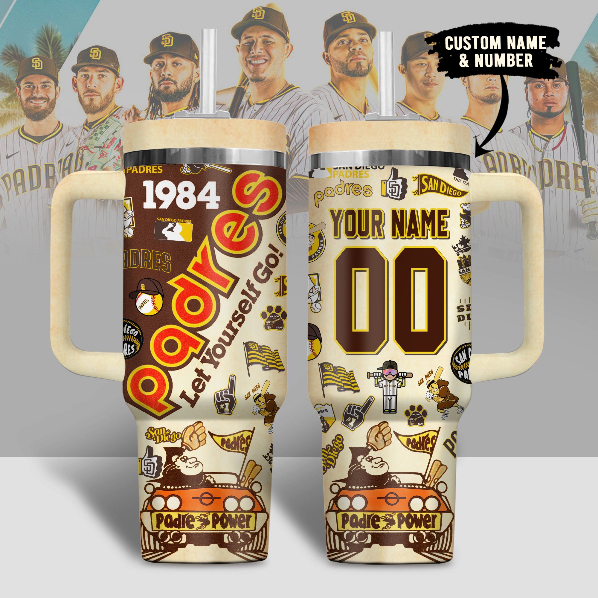 San Diego Padres MLB Custom Stanley Quencher 40oz Stainless Steel Tumbler With Handle