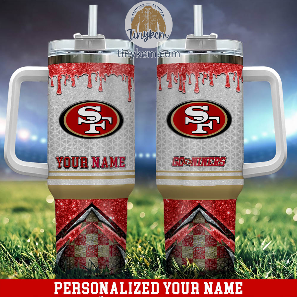 San Francisco 49ers Glitter NFL Custom Stanley Quencher 40oz Stainless Steel Tumbler With Handle