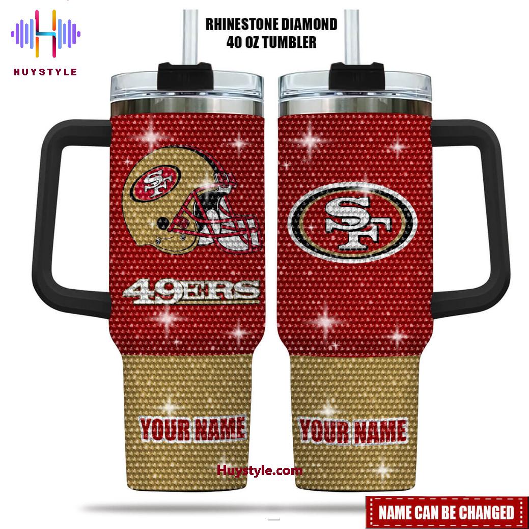 San Francisco 49ers NFL Bling Custom Stanley Quencher 40oz Stainless Steel Tumbler With Handle