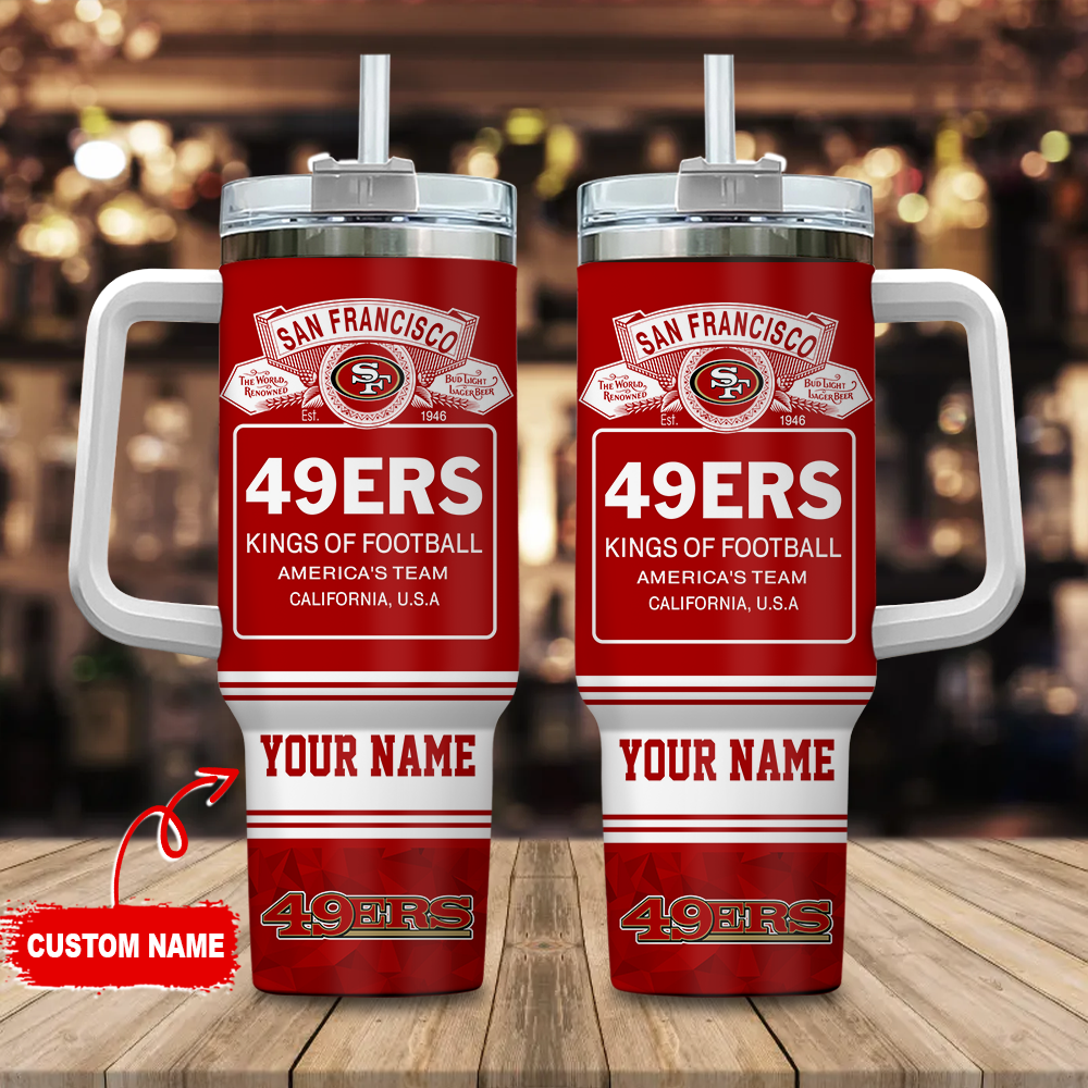 San Francisco 49ers NFL Bud Light Custom Stanley Quencher 40oz Stainless Steel Tumbler With Handle
