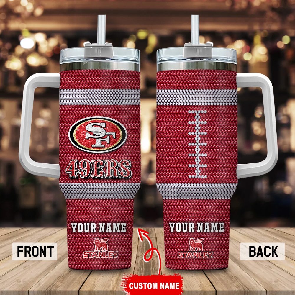 San Francisco 49ers NFL Crystal Custom Stanley Quencher 40oz Stainless Steel Tumbler With Handle