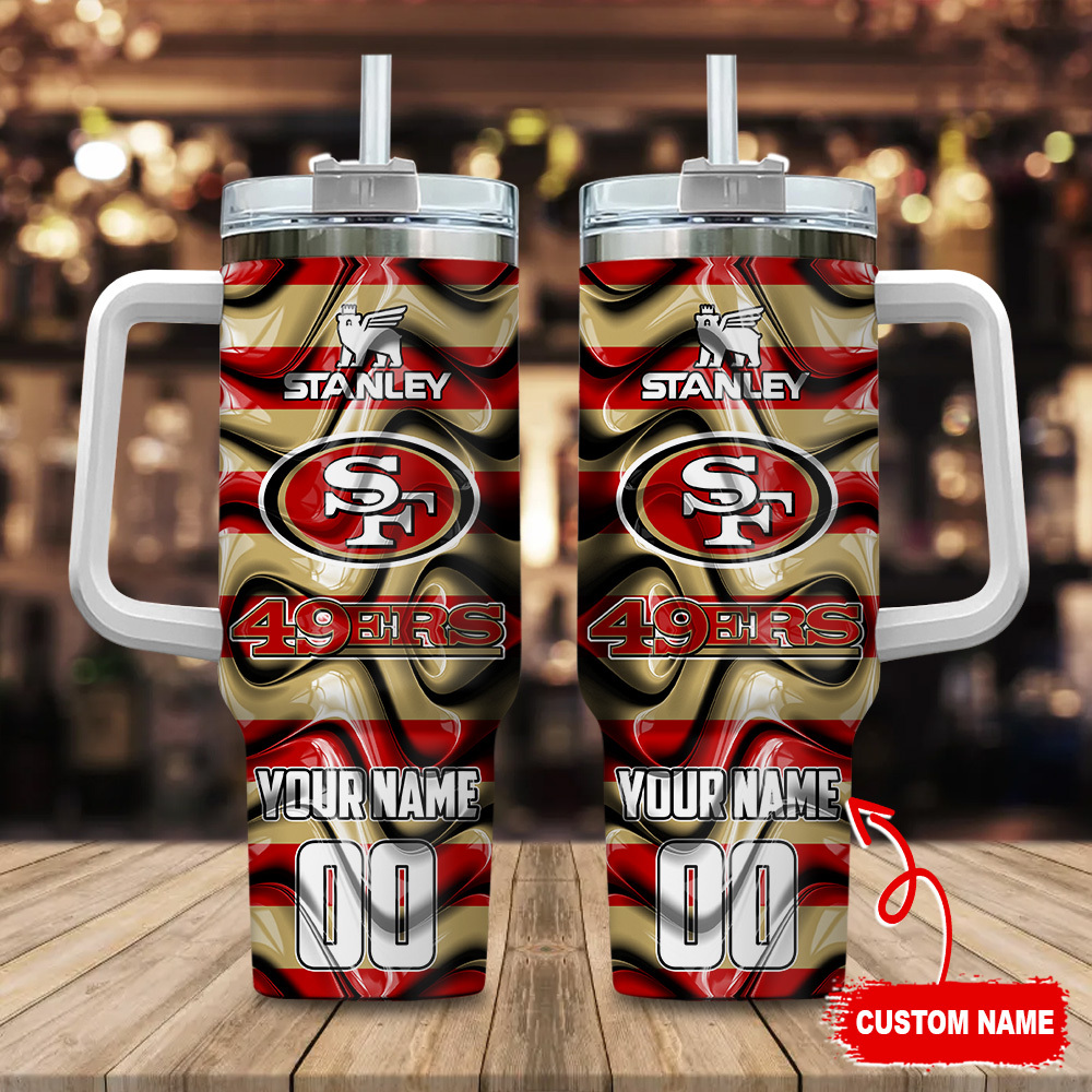 San Francisco 49ers NFL Custom Stanley Quencher 40oz Stainless Steel Tumbler With Handle