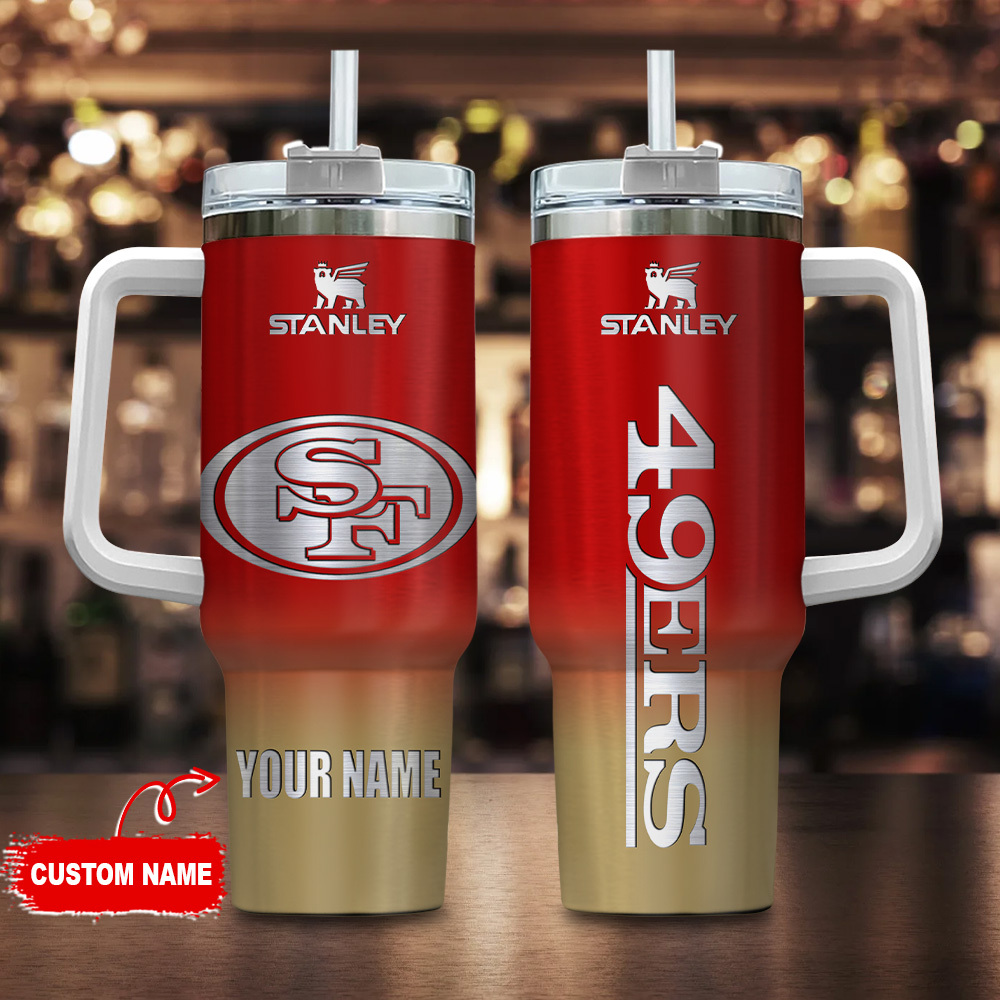 San Francisco 49ers NFL Custom Stanley Quencher 40oz Stainless Steel Tumbler With Handle