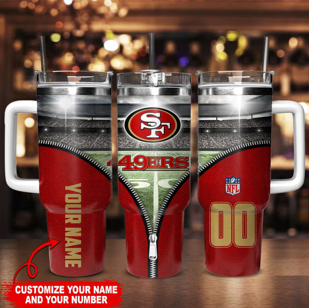 San Francisco 49ers NFL Custom Stanley Quencher 40oz Stainless Steel Tumbler With Handle