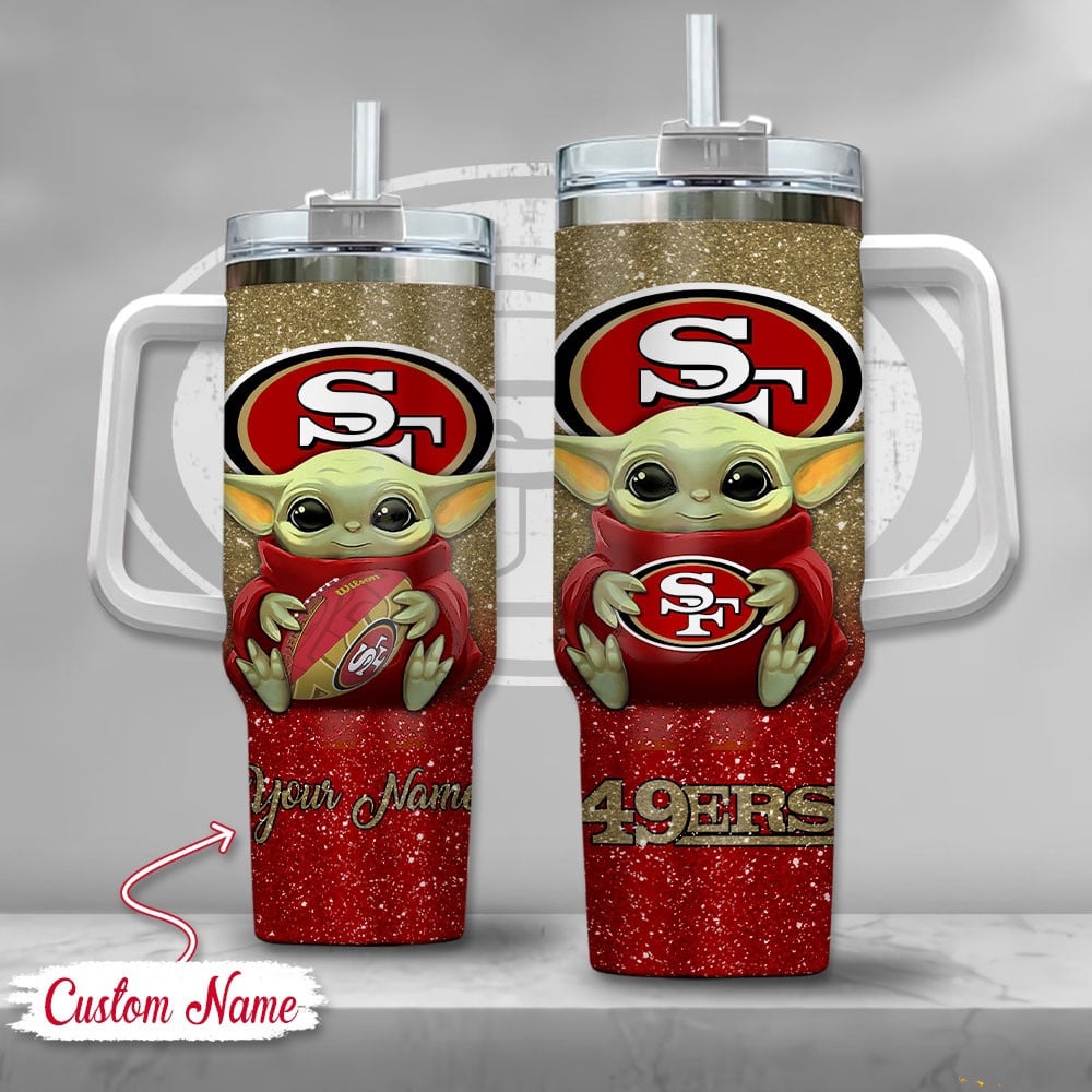 San Francisco 49ers NFL Custom Stanley Quencher 40oz Stainless Steel Tumbler With Handle