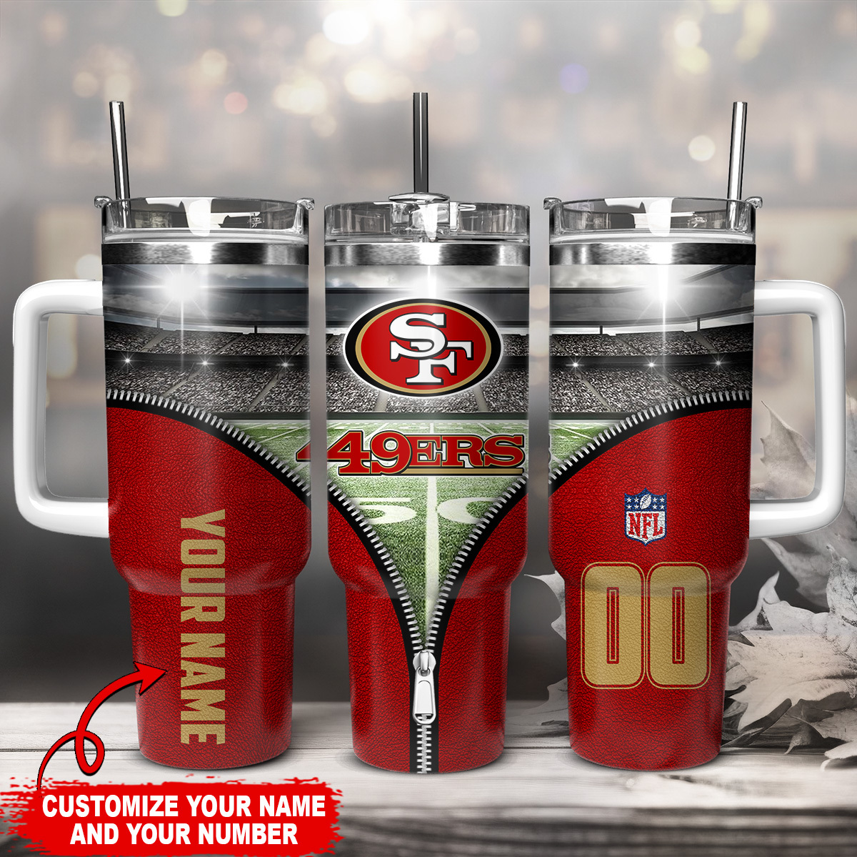San Francisco 49ers NFL Custom Stanley Quencher 40oz Stainless Steel Tumbler With Handle