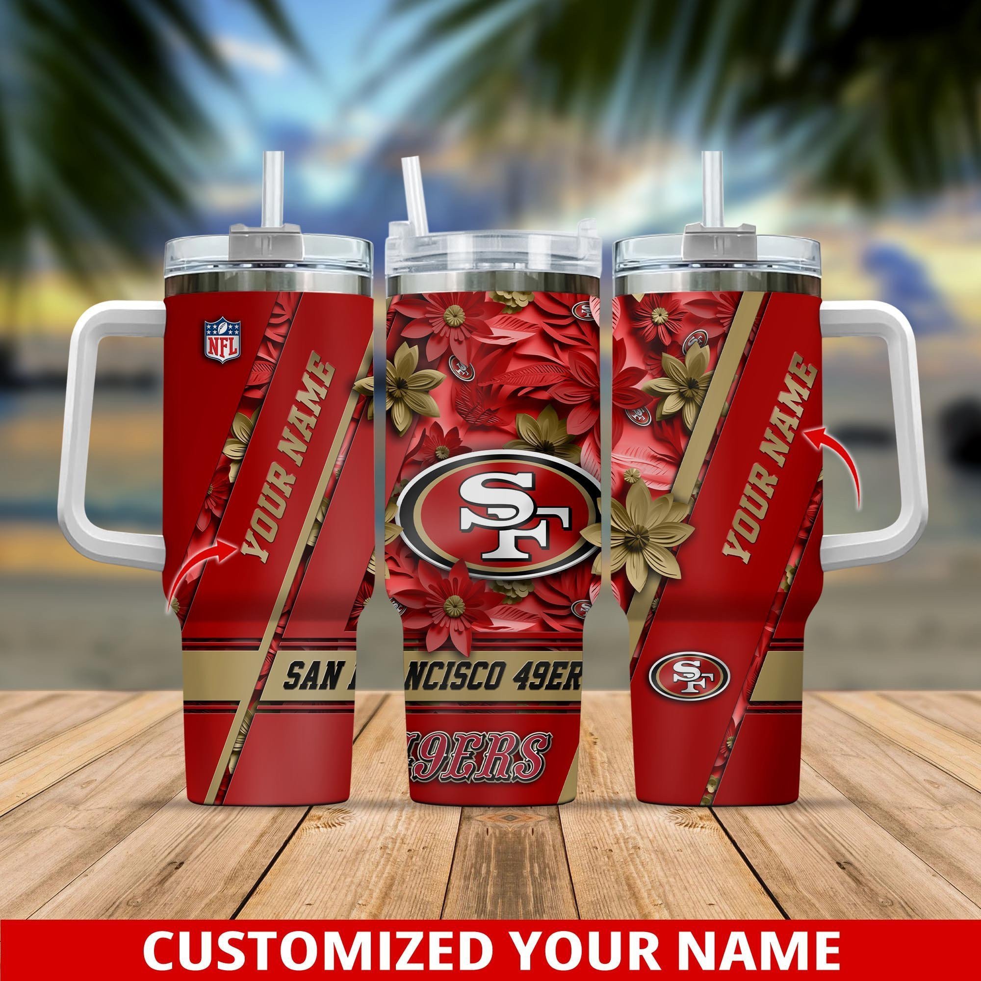 San Francisco 49ers NFL Custom Stanley Quencher 40oz Stainless Steel Tumbler With Handle
