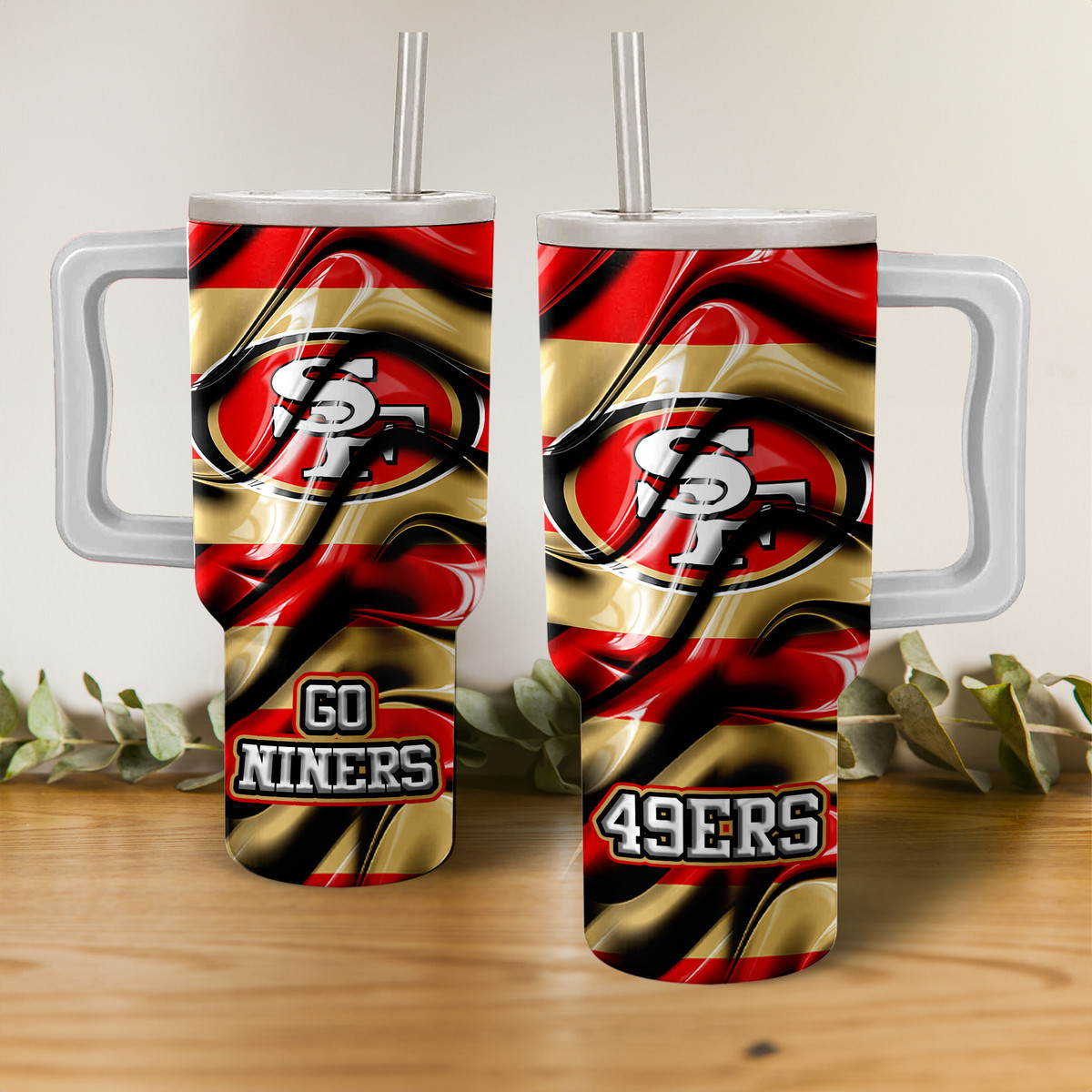 San Francisco 49ers NFL Custom Stanley Quencher 40oz Stainless Steel Tumbler With Handle