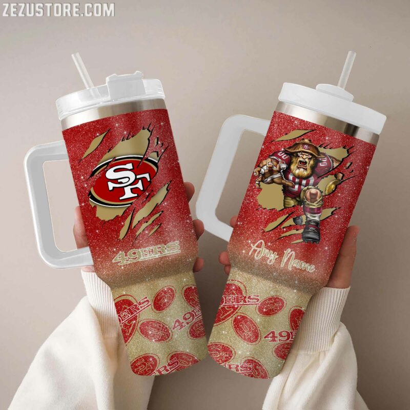 San Francisco 49ers NFL Custom Stanley Quencher 40oz Stainless Steel Tumbler With Handle