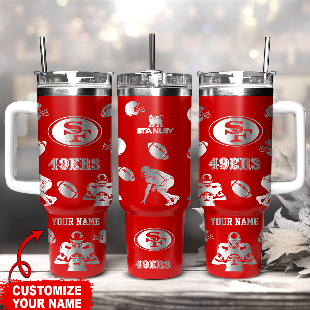 San Francisco 49ers NFL Custom Stanley Quencher 40oz Stainless Steel Tumbler With Handle