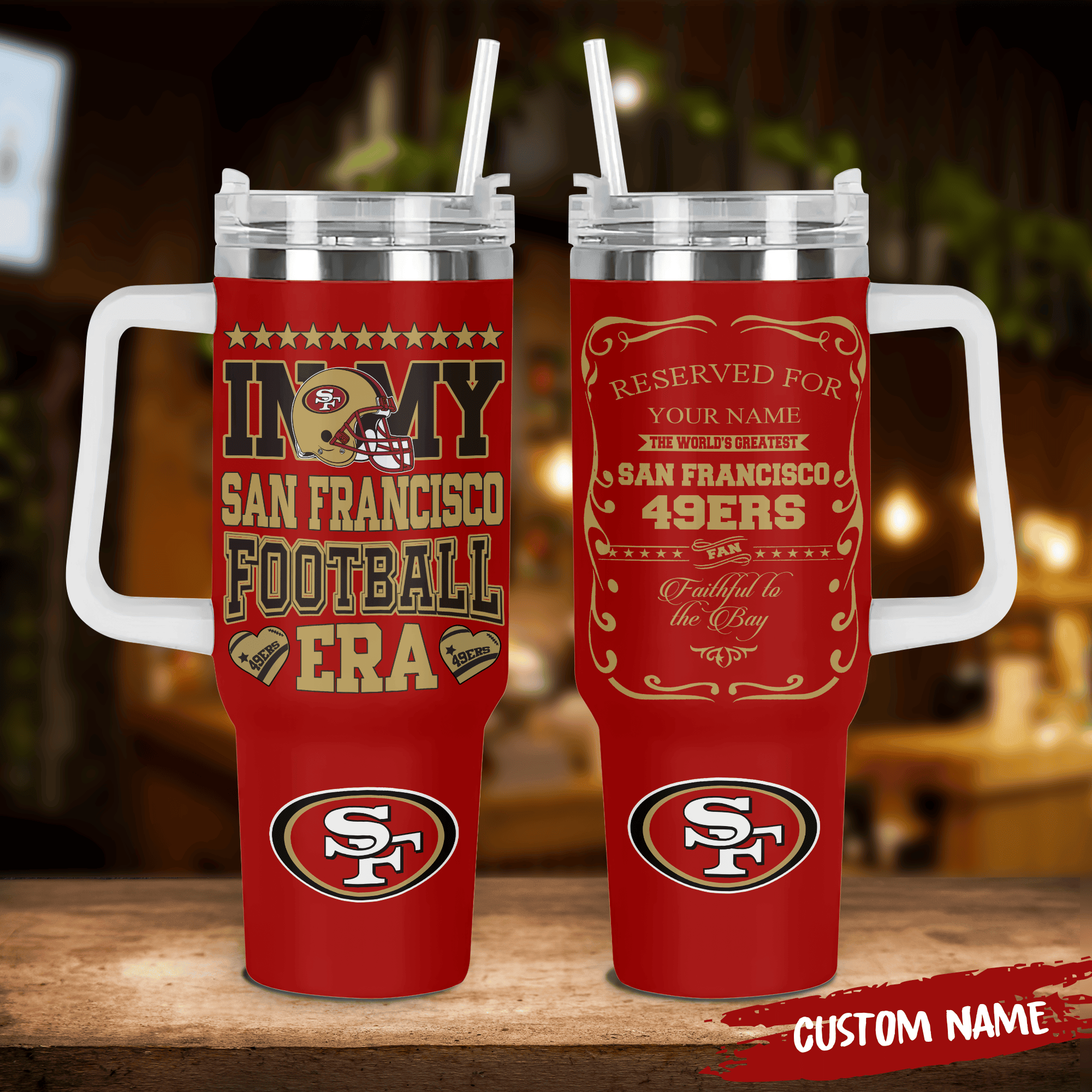 San Francisco 49ers NFL Custom Stanley Quencher 40oz Stainless Steel Tumbler With Handle