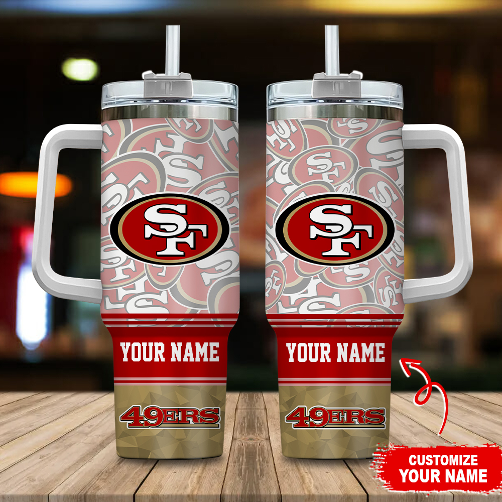 San Francisco 49ers NFL Custom Stanley Quencher 40oz Stainless Steel Tumbler With Handle