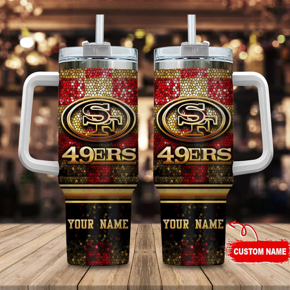 San Francisco 49ers NFL Custom Stanley Quencher 40oz Stainless Steel Tumbler With Handle