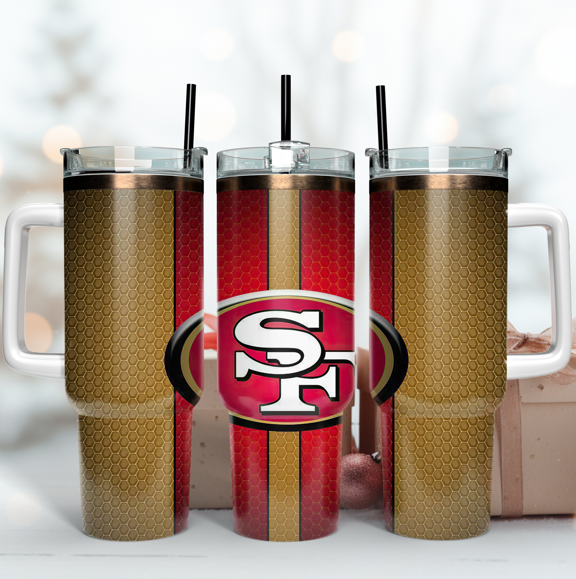 San Francisco 49ers NFL Custom Stanley Quencher 40oz Stainless Steel Tumbler With Handle