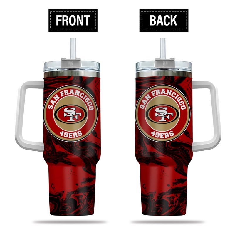 San Francisco 49ers NFL Custom Stanley Quencher 40oz Stainless Steel Tumbler With Handle