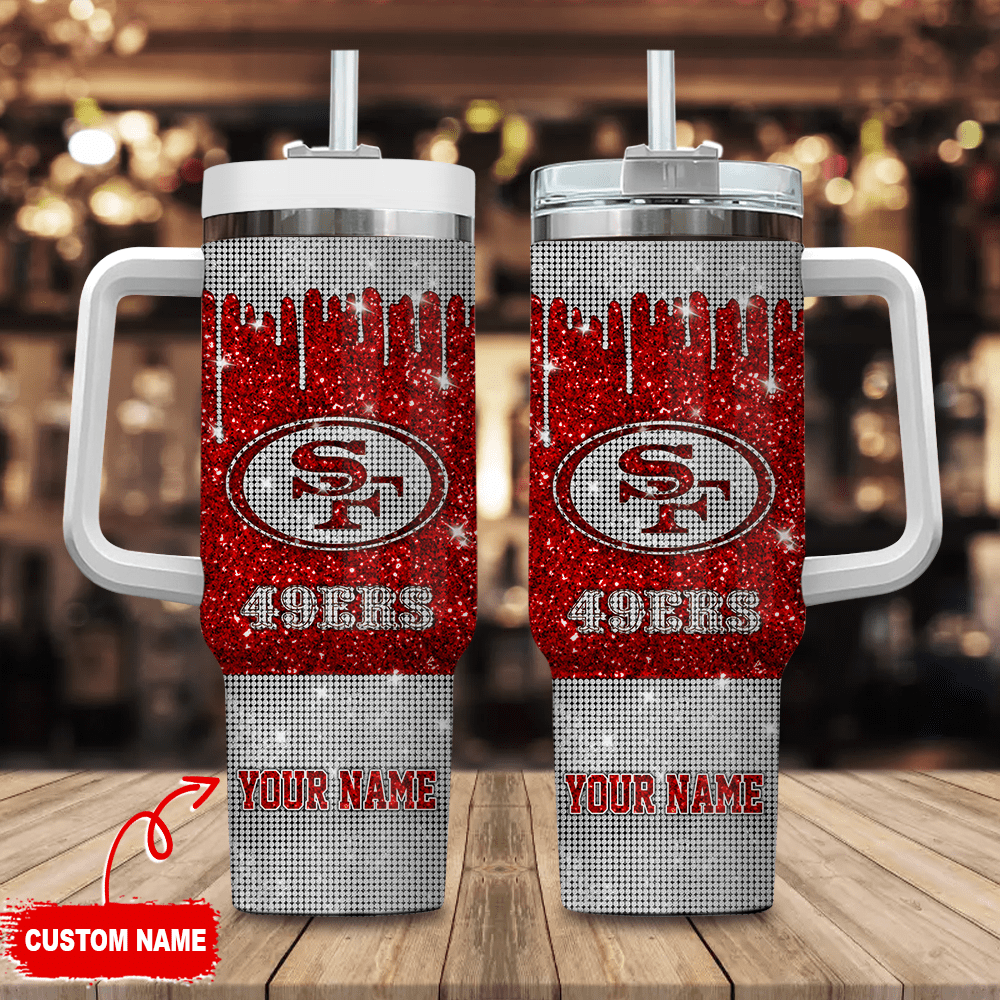 San Francisco 49ers NFL Custom Stanley Quencher 40oz Stainless Steel Tumbler With Handle