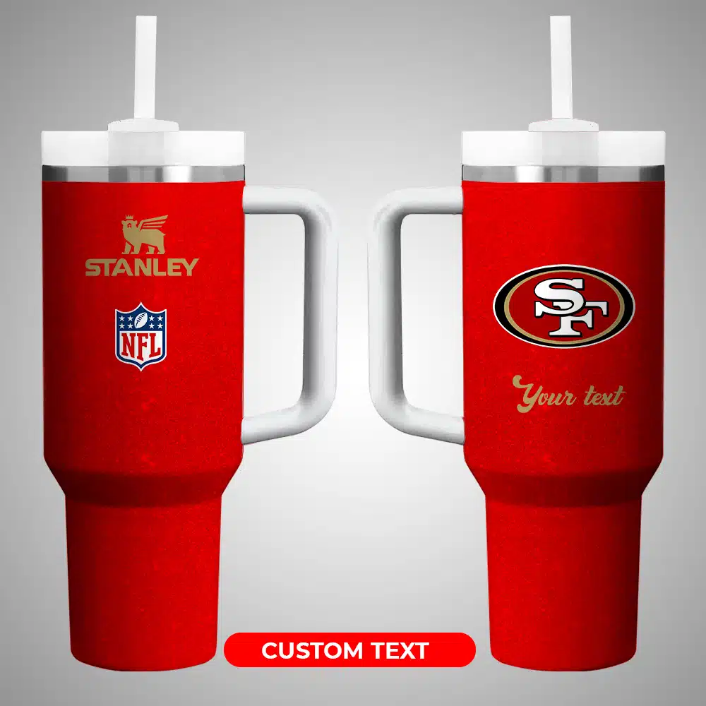 San Francisco 49ers NFL Custom Stanley Quencher 40oz Stainless Steel Tumbler With Handle