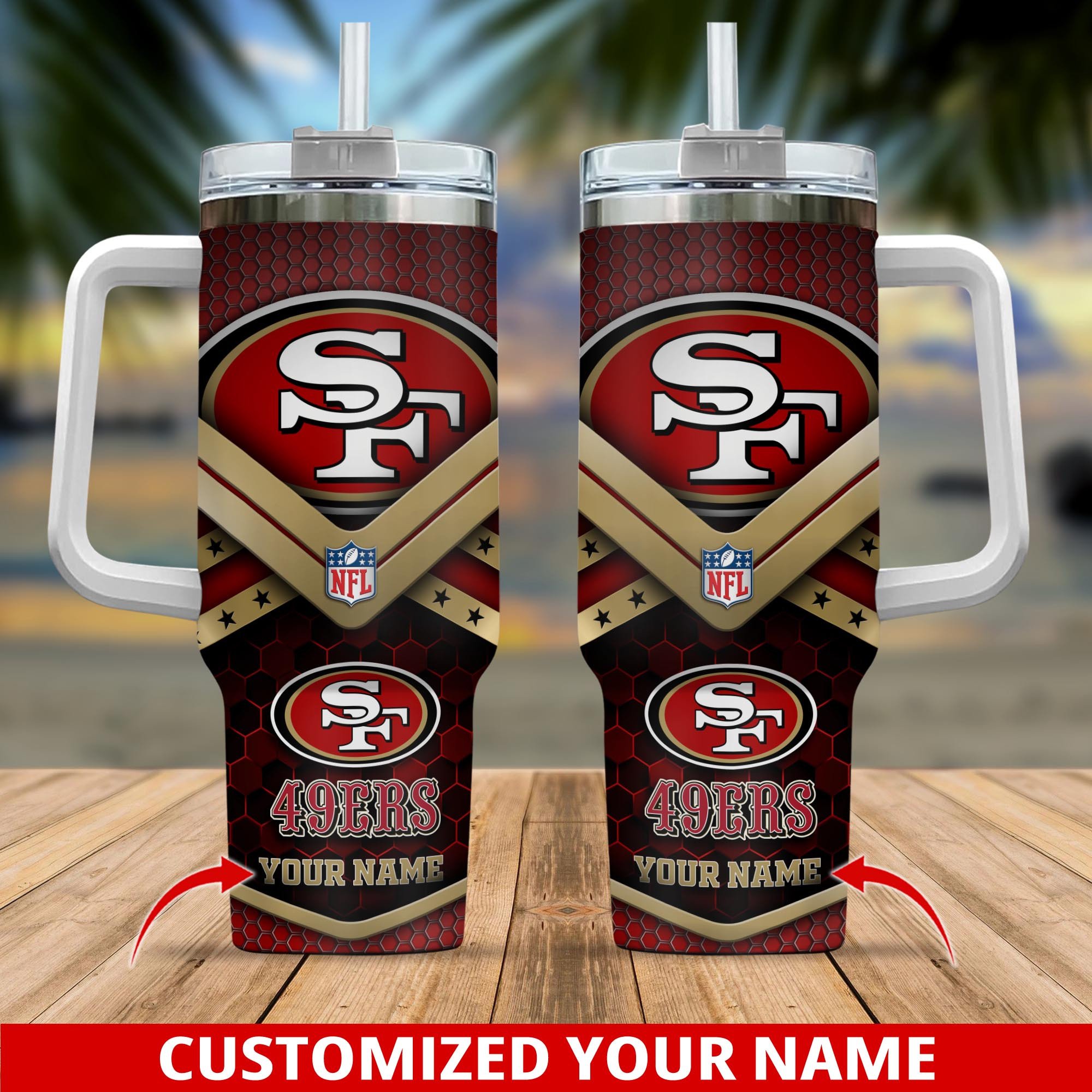 San Francisco 49ers NFL Custom Stanley Quencher 40oz Stainless Steel Tumbler With Handle
