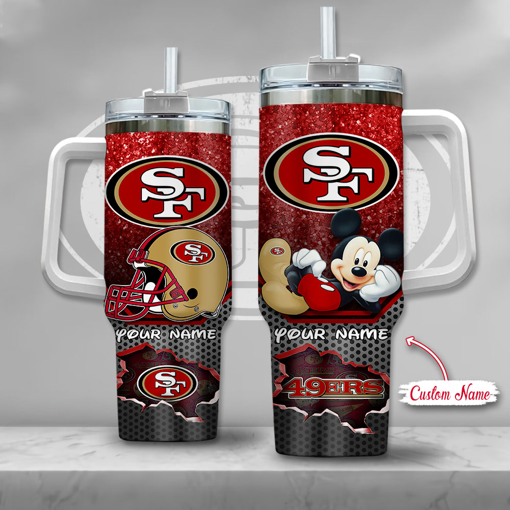 San Francisco 49ers NFL Custom Stanley Quencher 40oz Stainless Steel Tumbler With Handle