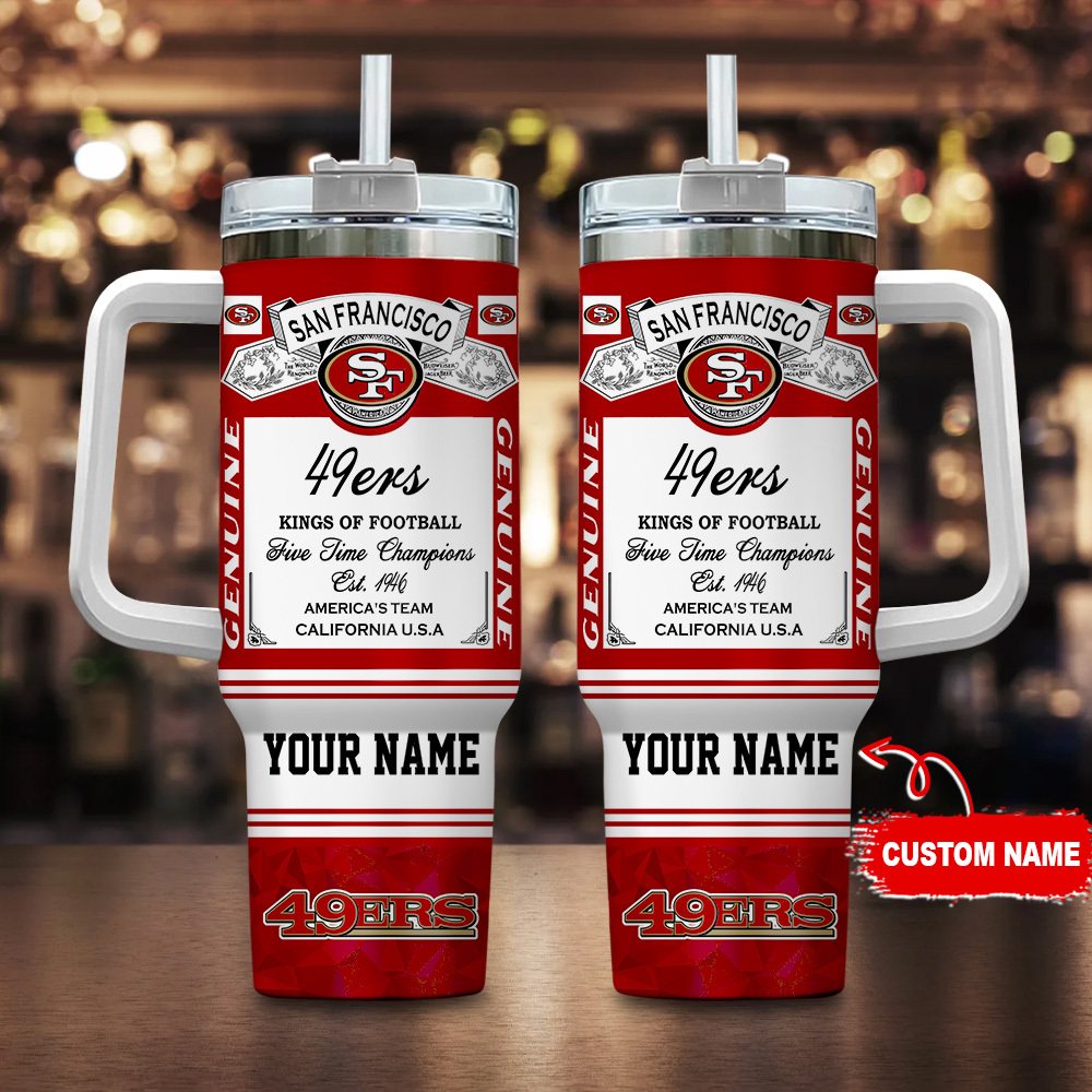 San Francisco 49ers NFL Custom Stanley Quencher 40oz Stainless Steel Tumbler With Handle