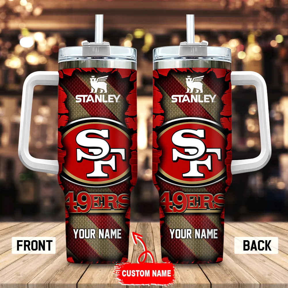 San Francisco 49ers NFL Custom Stanley Quencher 40oz Stainless Steel Tumbler With Handle