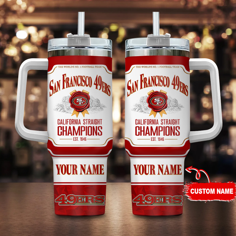 San Francisco 49ers NFL Jim Beam Custom Stanley Quencher 40oz Stainless Steel Tumbler With Handle