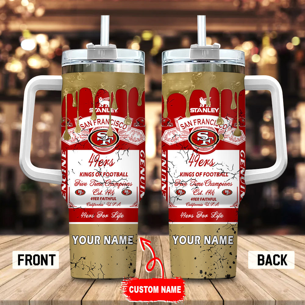 San Francisco 49ers NFL Kings Of Football Custom Stanley Quencher 40oz Stainless Steel Tumbler With Handle