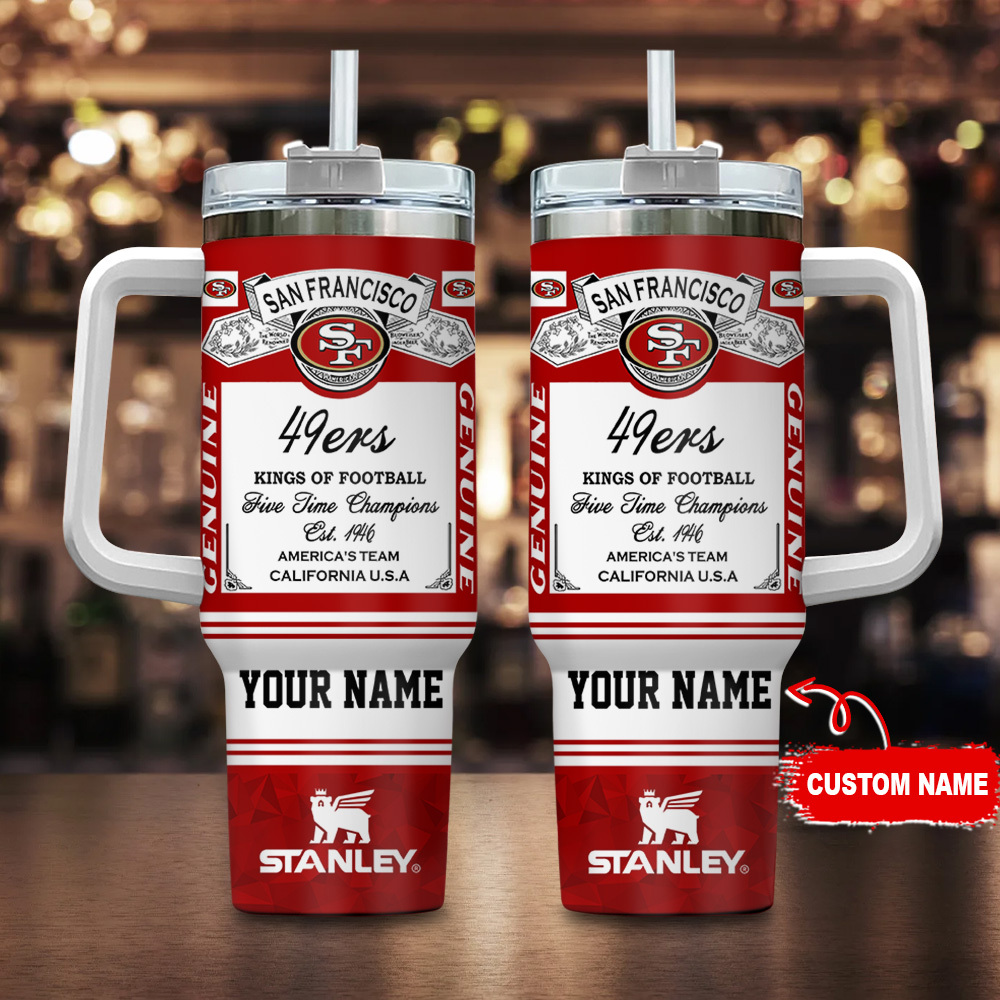 San Francisco 49ers NFL Kings Of Football Custom Stanley Quencher 40oz Stainless Steel Tumbler With Handle