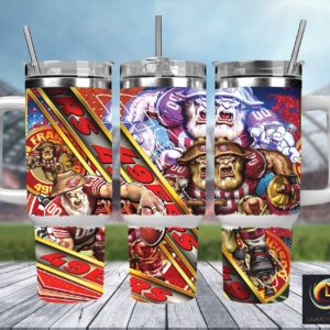San Francisco 49ers NFL Mascot Custom Stanley Quencher 40oz Stainless Steel Tumbler With Handle