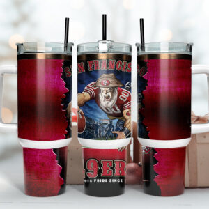 San Francisco 49ers NFL Mascot Custom Stanley Quencher 40oz Stainless Steel Tumbler With Handle