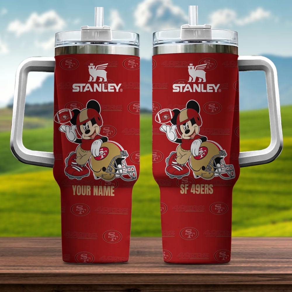 San Francisco 49ers NFL Mickey Mouse Custom Stanley Quencher 40oz Stainless Steel Tumbler With Handle