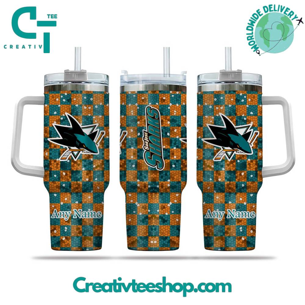 San Jose Sharks NHL Custom Stanley Quencher 40oz Stainless Steel Tumbler With Handle