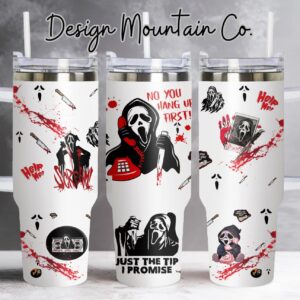 Scary Ghost Custom Stanley Quencher 40oz Stainless Steel Tumbler With Handle