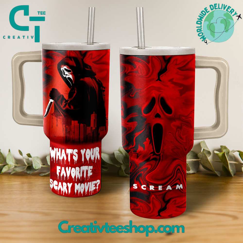 Scary Movies Custom Stanley Quencher 40oz Stainless Steel Tumbler With Handle