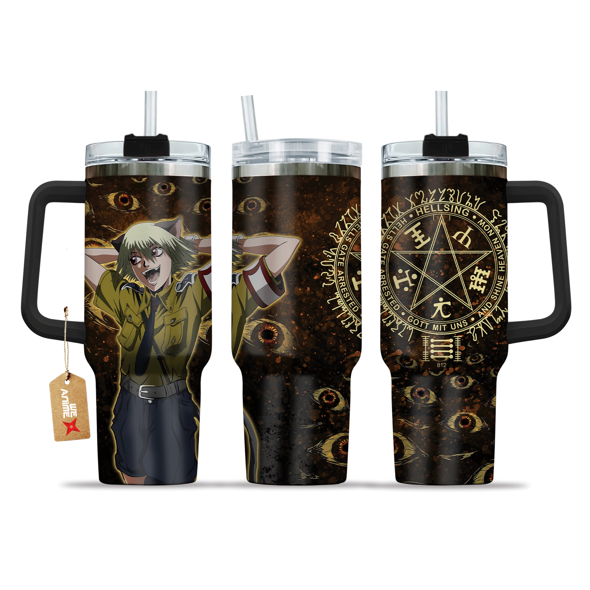 Schrodinger Hellsing Anime Custom Stanley Quencher 40oz Stainless Steel Tumbler With Handle