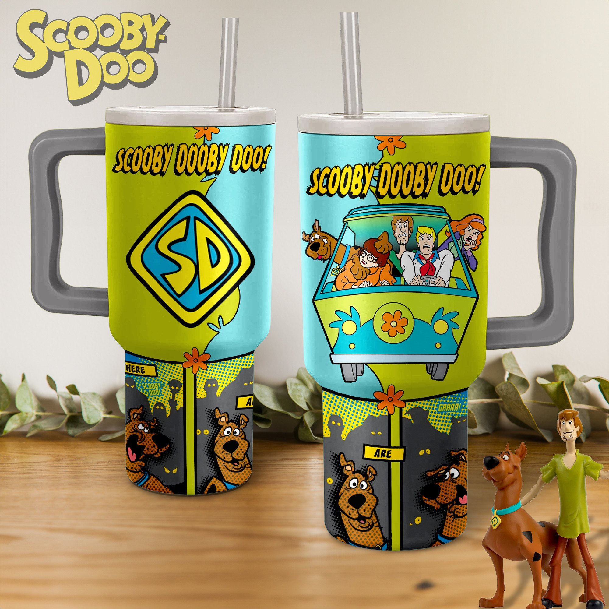 Scooby-Doo Cartoon Custom Stanley Quencher 40oz Stainless Steel Tumbler With Handle