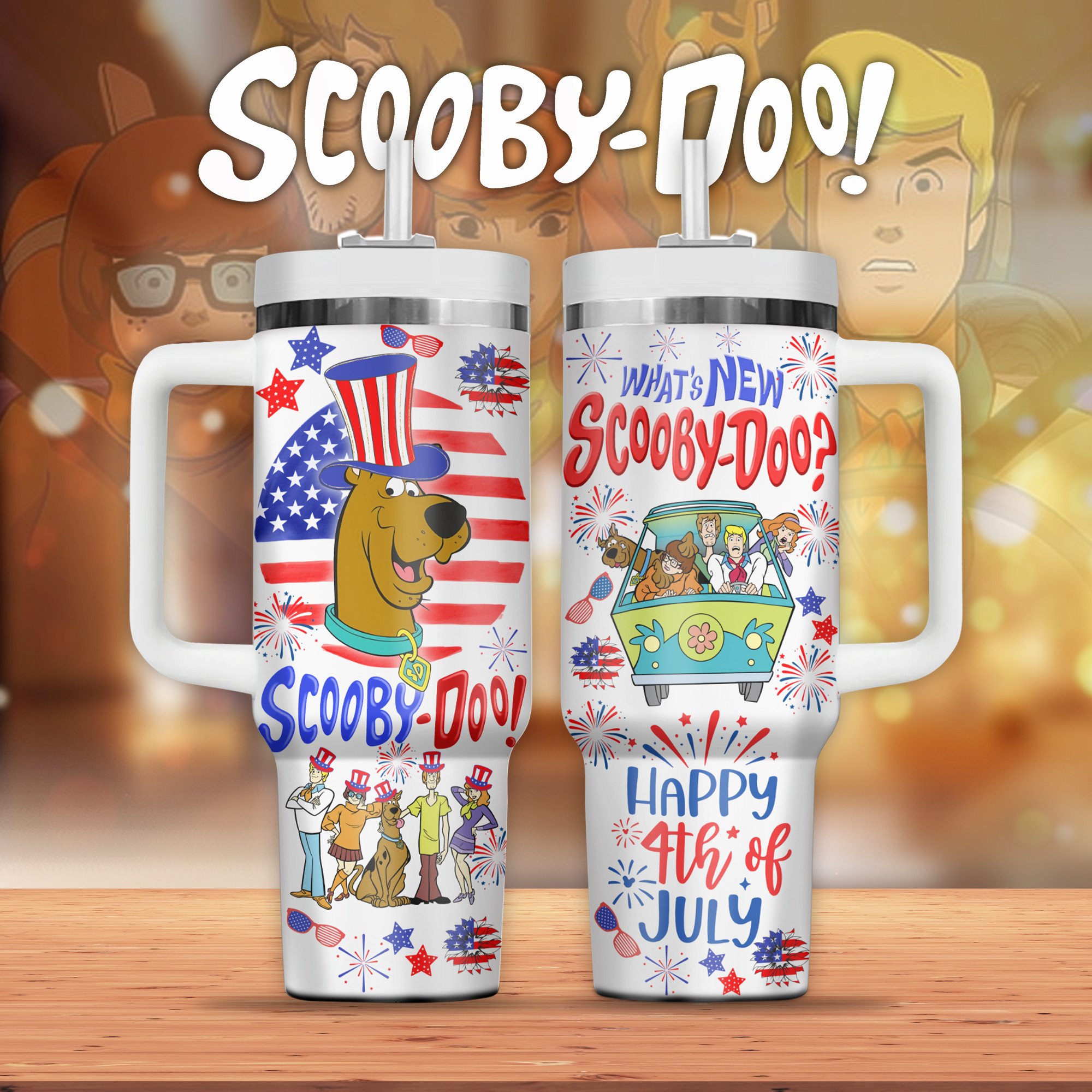 Scooby-Doo Cartoon Custom Stanley Quencher 40oz Stainless Steel Tumbler With Handle