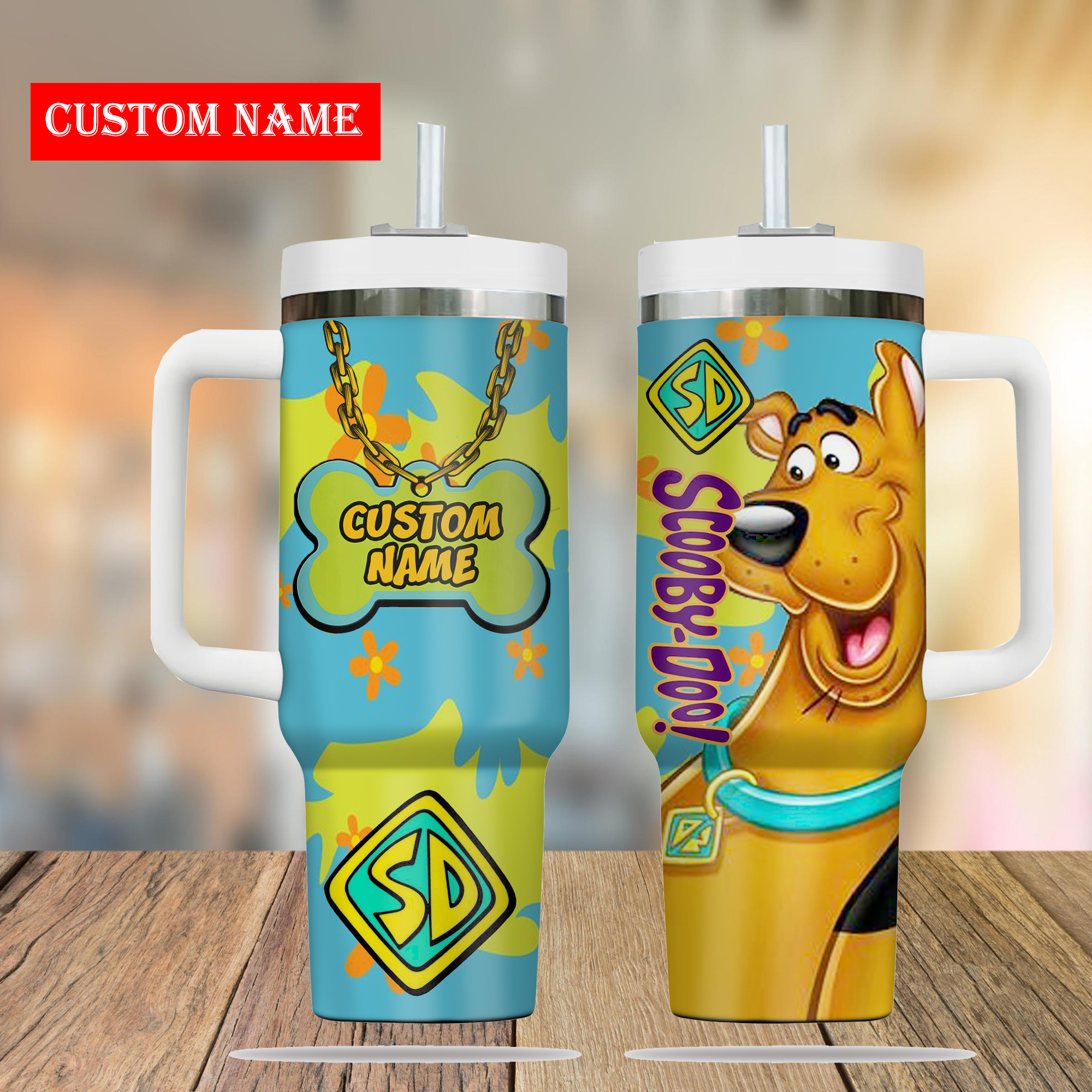Scooby Doo Cartoon Custom Stanley Quencher 40oz Stainless Steel Tumbler With Handle