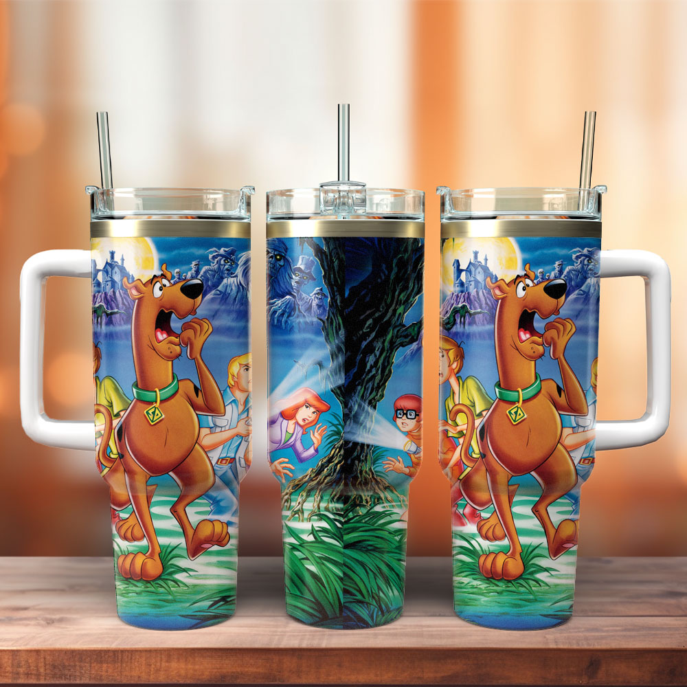 Scooby Doo Cartoon Custom Stanley Quencher 40oz Stainless Steel Tumbler With Handle