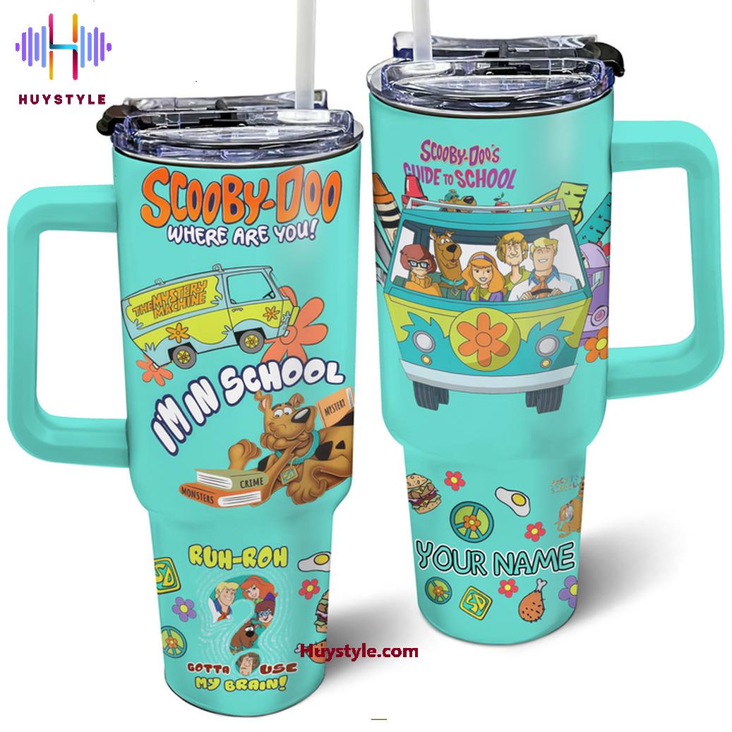 Scooby-Doo Cartoon Custom Stanley Quencher 40oz Stainless Steel Tumbler With Handle