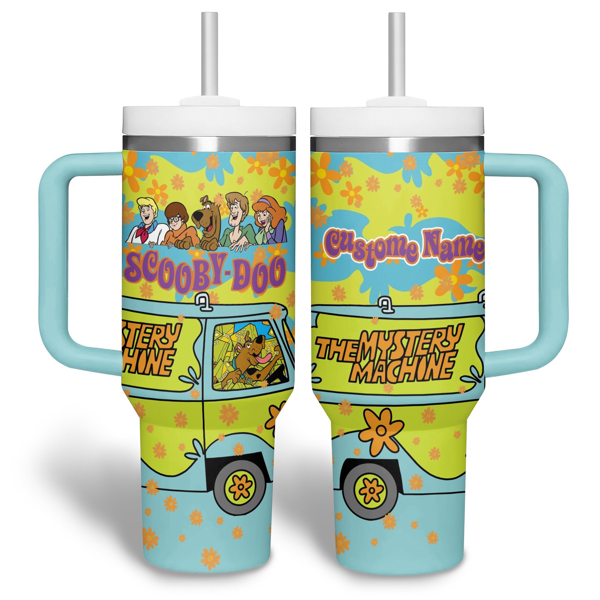 Scooby-Doo Cartoon Custom Stanley Quencher 40oz Stainless Steel Tumbler With Handle