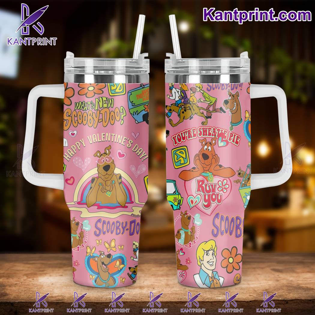 Scooby-doo Cartoon Custom Stanley Quencher 40oz Stainless Steel Tumbler With Handle
