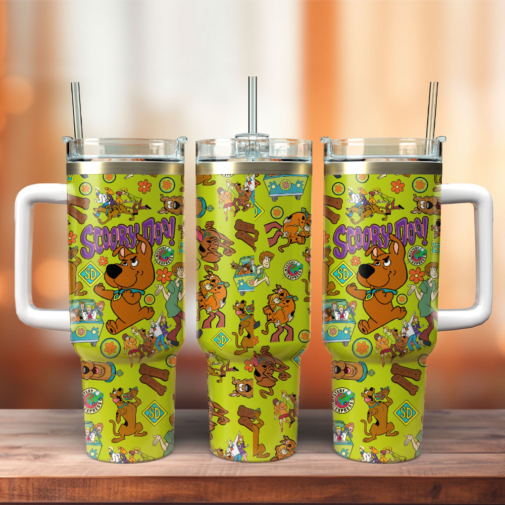 Scooby Doo Cartoon Custom Stanley Quencher 40oz Stainless Steel Tumbler With Handle