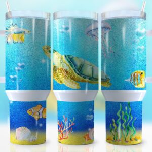 Sea Turtle Custom Stanley Quencher 40oz Stainless Steel Tumbler With Handle