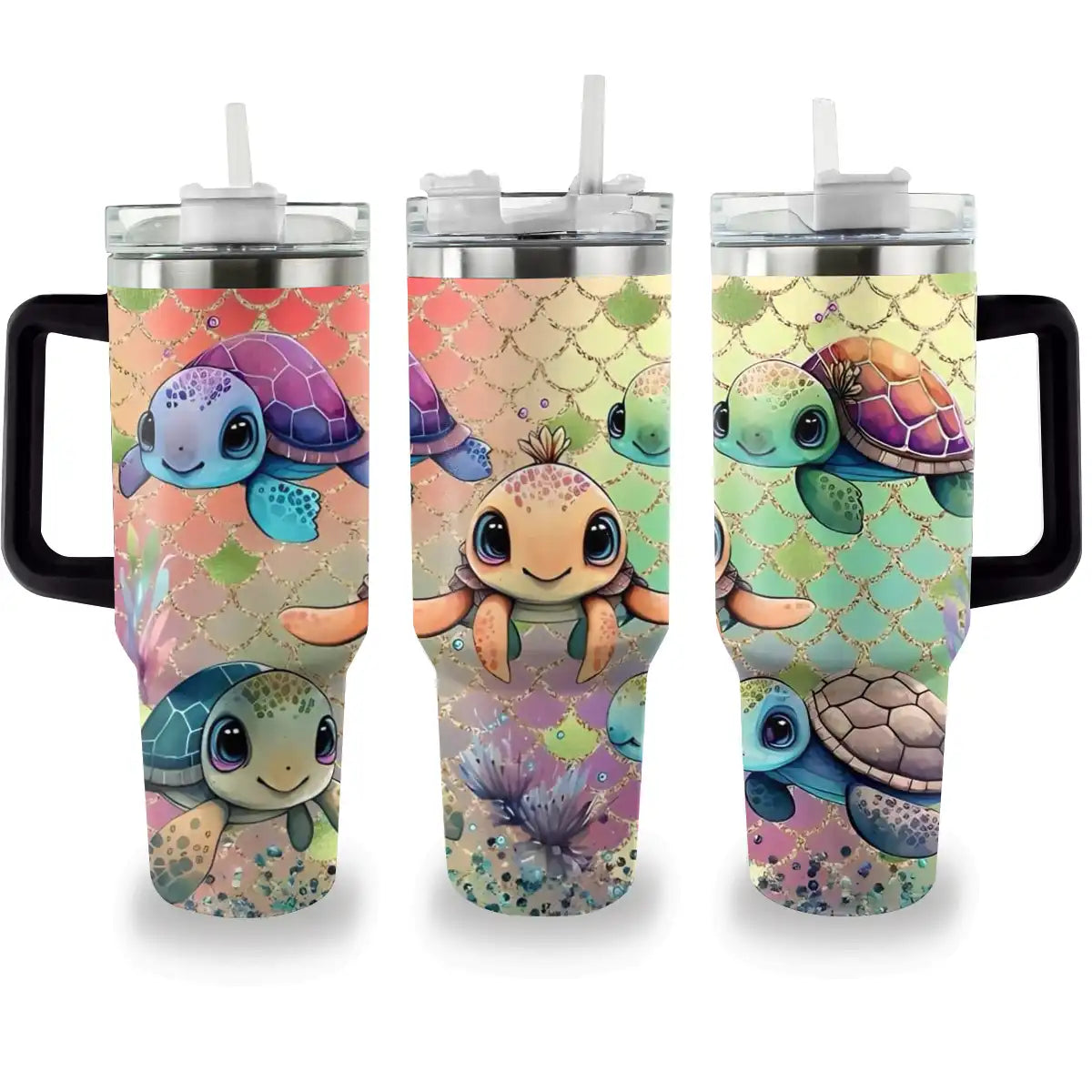 Sea Turtle Custom Stanley Quencher 40oz Stainless Steel Tumbler With Handle