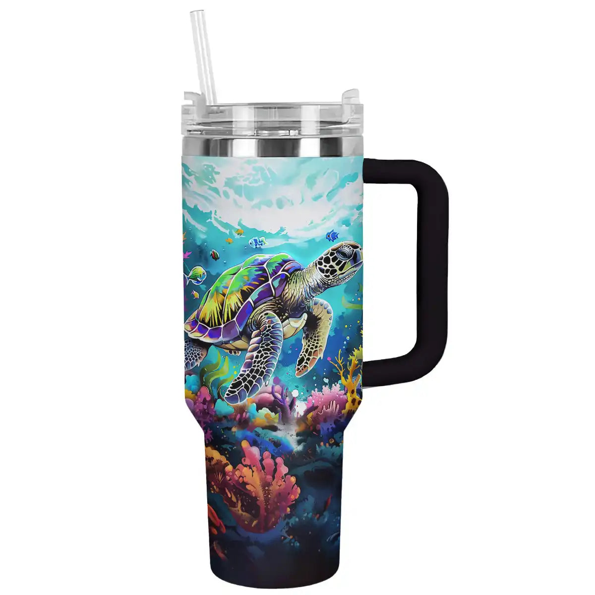 Sea Turtle Custom Stanley Quencher 40oz Stainless Steel Tumbler With Handle